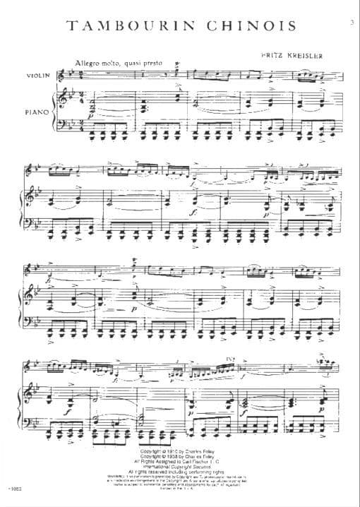Kreisler, Fritz - Tambourin Chinois - Violin and Piano - Carl Fischer Edition - Image 2
