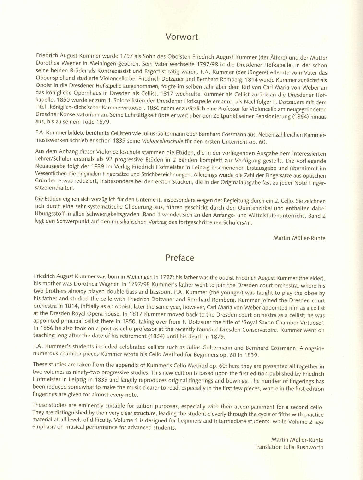 Kummer, FA - 92 Progressive Exercises, Op 60, Volume 1 for Cello - Schott Edition - Image 2