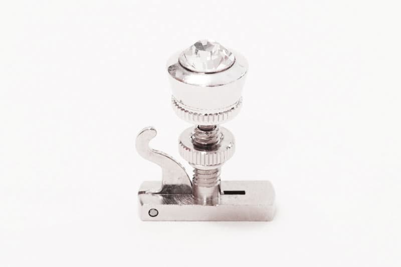 Luxitune Hill-Style String Adjuster, Solitaire, White Crystal, Rhodium - Violin E or Viola A - Image 2