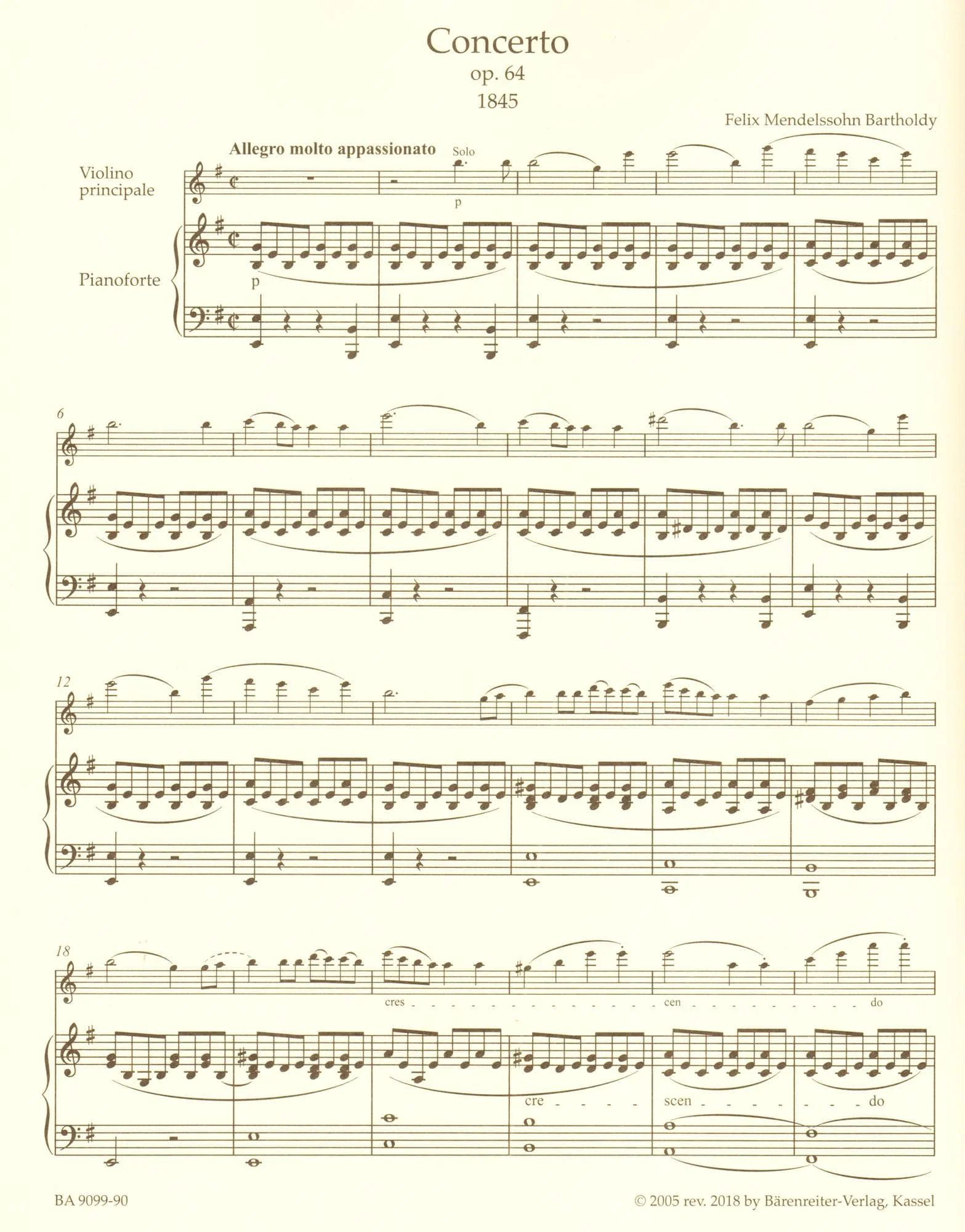 Mendelssohn, Felix - Concerto in E minor, Op 64 - Violin and Piano - Barenreiter Urtext - Image 2
