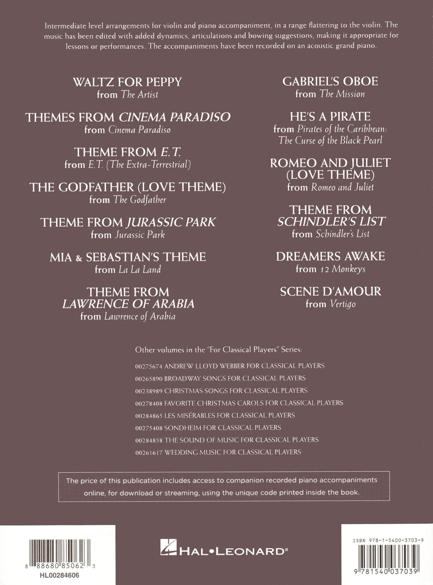 Movie Themes for Classical Players - Violin and Piano - with Online Audio Accompaniment/Sheet Music - Hal Leonard - Image 4
