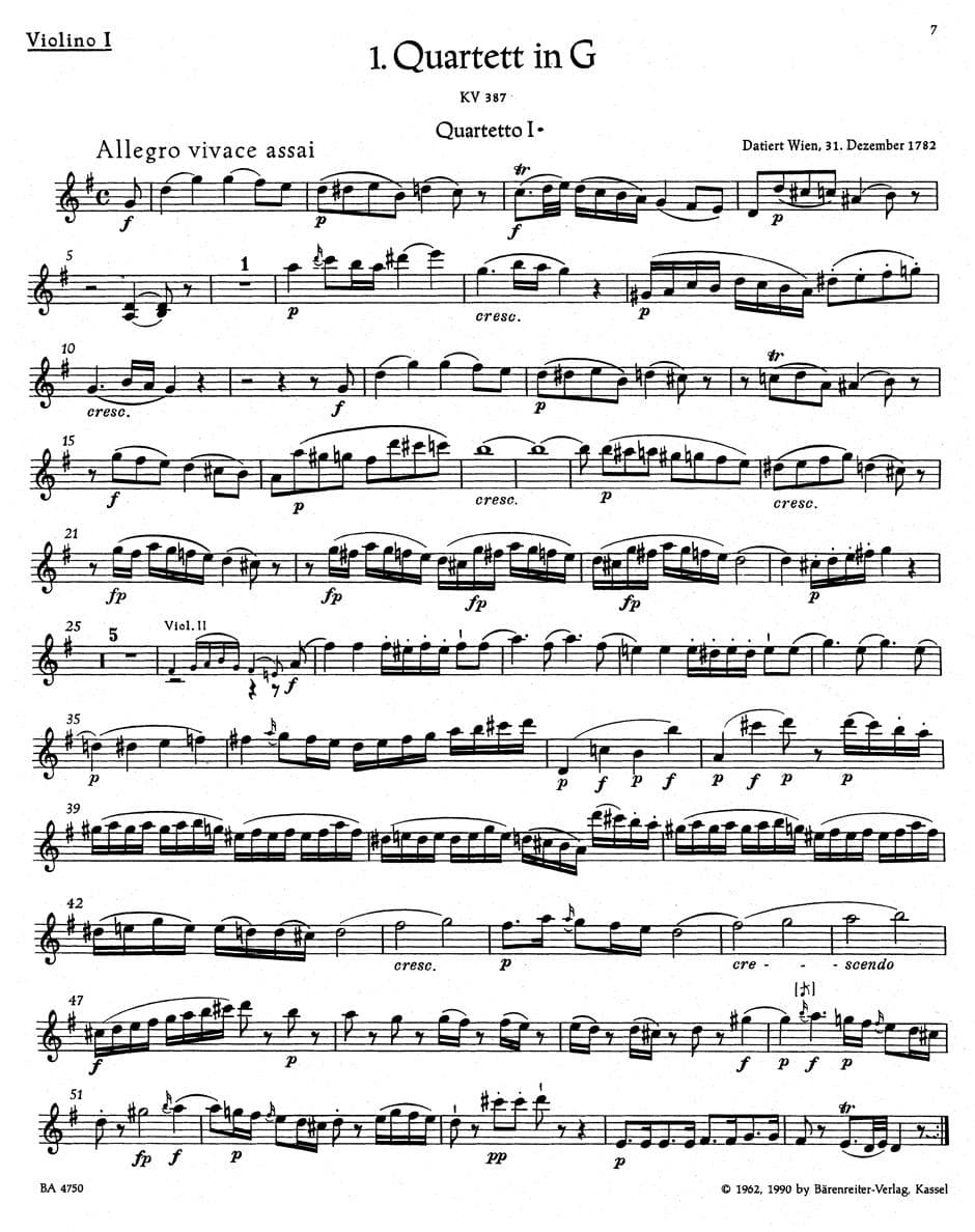Mozart, WA - The Ten Celebrated String Quartets - Two Violins, Viola, and Cello - edited by Ludwig Finscher - Bärenreiter Verlag URTEXT - Image 2