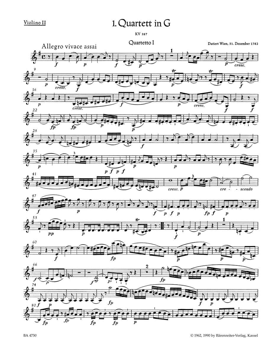 Mozart, WA - The Ten Celebrated String Quartets - Two Violins, Viola, and Cello - edited by Ludwig Finscher - Bärenreiter Verlag URTEXT - Image 3