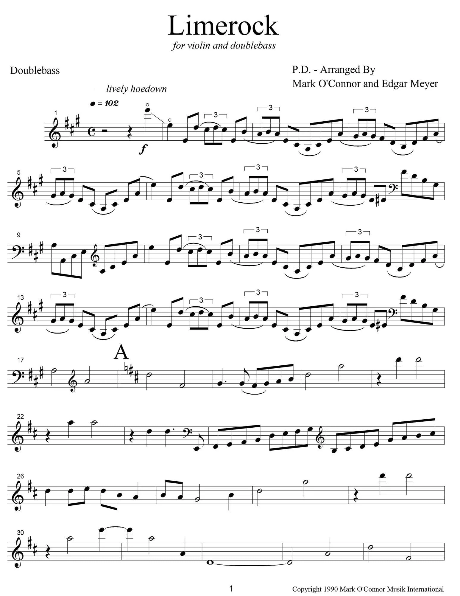 O'Connor, Mark - Limerock for Violin and Bass - Bass - Digital Download - Image 3