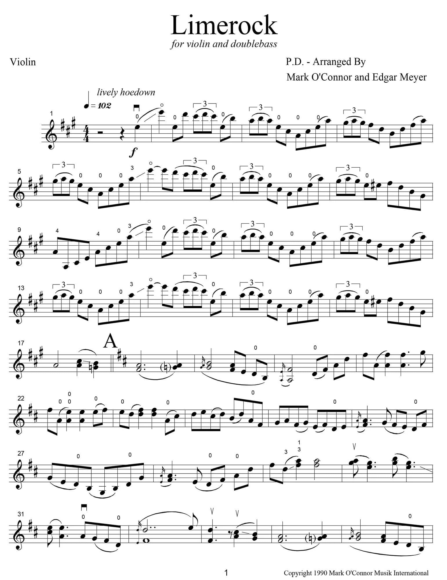 O'Connor, Mark - Limerock for Violin and Bass - Violin - Digital Download - Image 3