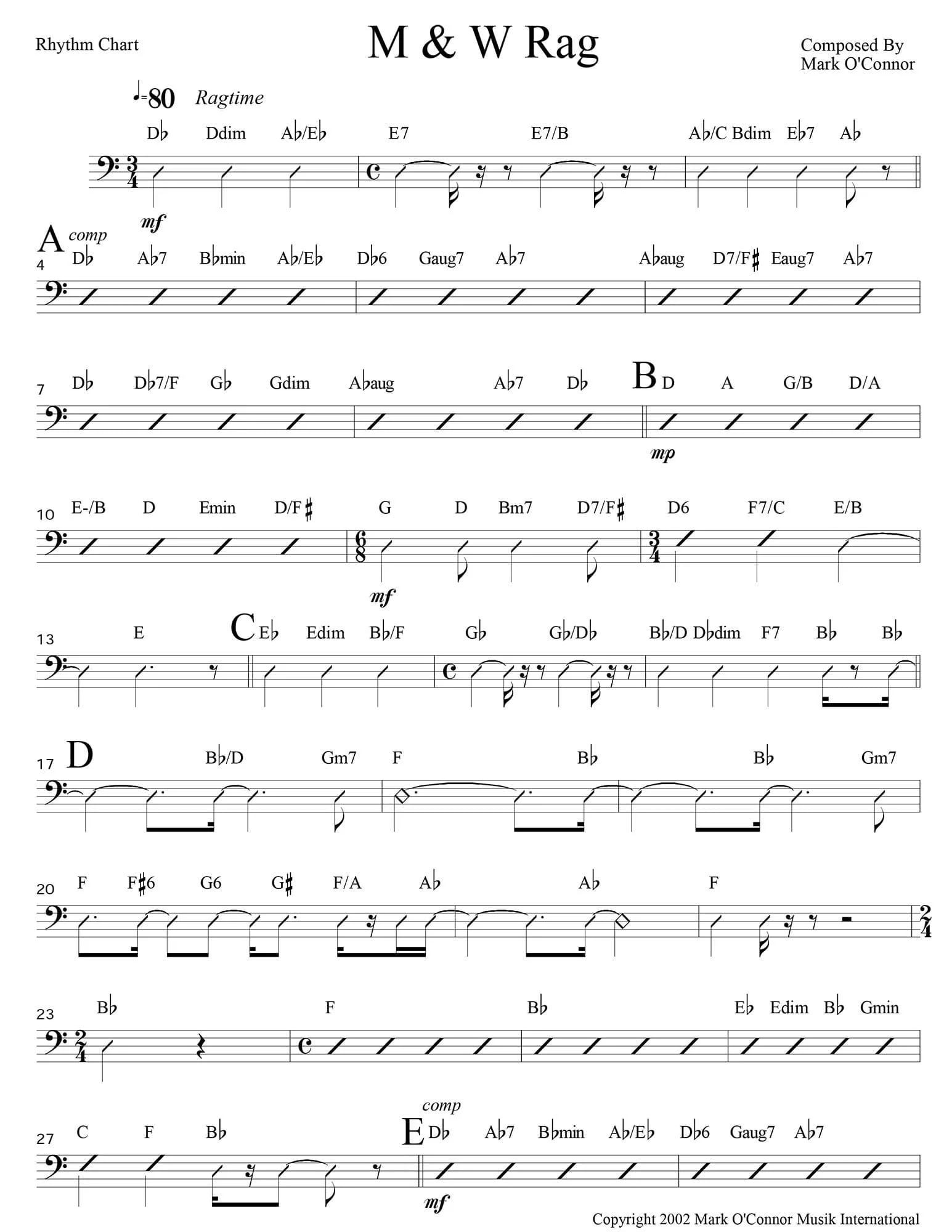 O'Connor, Mark - M & W Rag - Rhythm Chart - Digital Download - Image 3