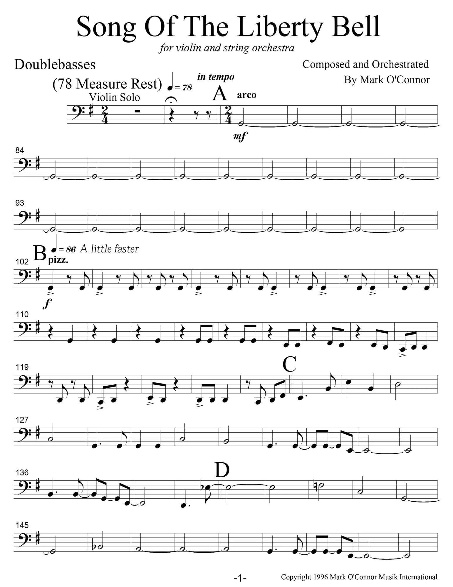 O'Connor, Mark - Song Of The Liberty Bell for Violin and String Orchestra - String Parts - Digital Download - Image 7