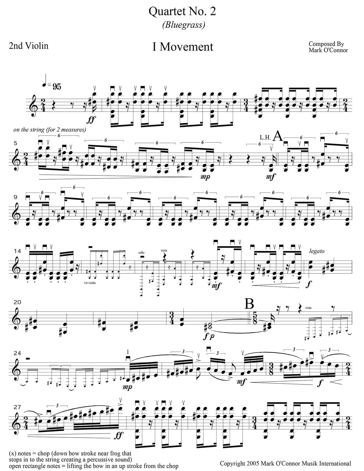 O'Connor, Mark - String Quartet No. 2 (Bluegrass) for 2 Violins, Viola, and Cello -Violin 2 - Digital Download - Image 3