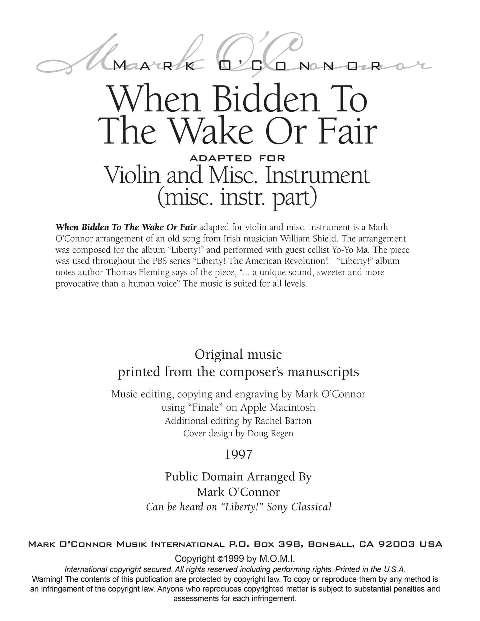 O'Connor - When Bidden To The Wake Or Fair for Violin & Misc Instrument - Dig. Download - Image 2