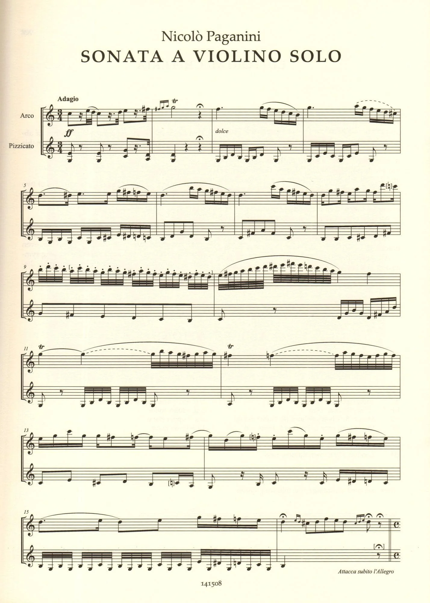 Paganini, Nicolo - Sonata for Solo Violin (Merveille de Paganini, M.S. 6) - Critical Edition by Italo Vescovo - Ricordi - Image 4