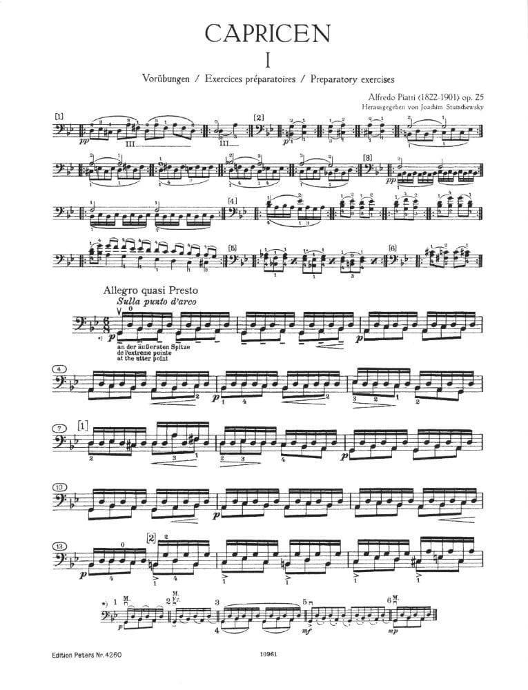 Piatti, Alfredo - 12 Caprices, Op 25 For Cello Edited by  Stutschewsky Peters Edition - Image 2