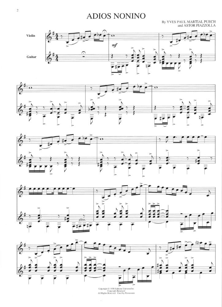 Piazzolla, Astor - Astor Piazzolla for Violin and Guitar - arranged by Ian Murphy - Hal Leonard Publication - Image 3