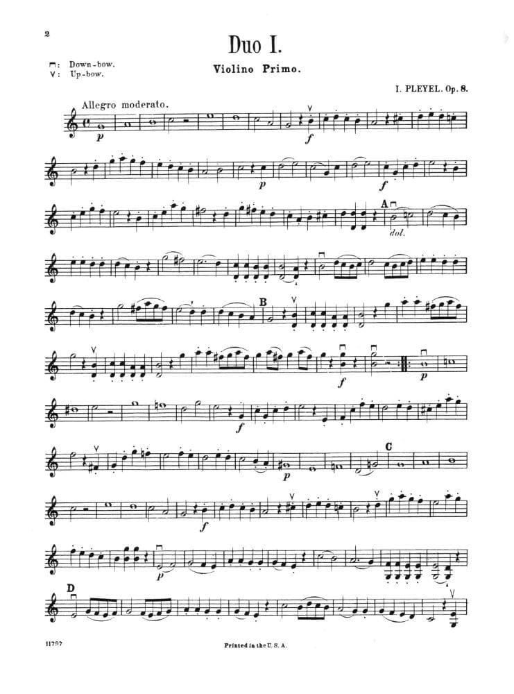 Pleyel, Ignace Joseph - Six Little Duets Op 8 B 538 - 543 For Two Violins Published by G Schirmer - Image 2