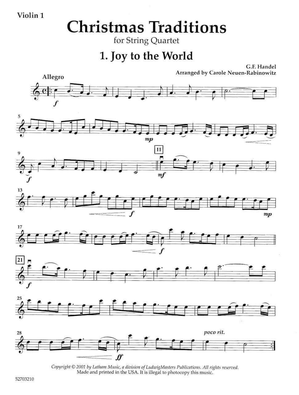 Neuen-Rabinowitz, Carole - Christmas Traditions for String Quartet Set of Parts Published by Latham Music Enterprises - Image 2