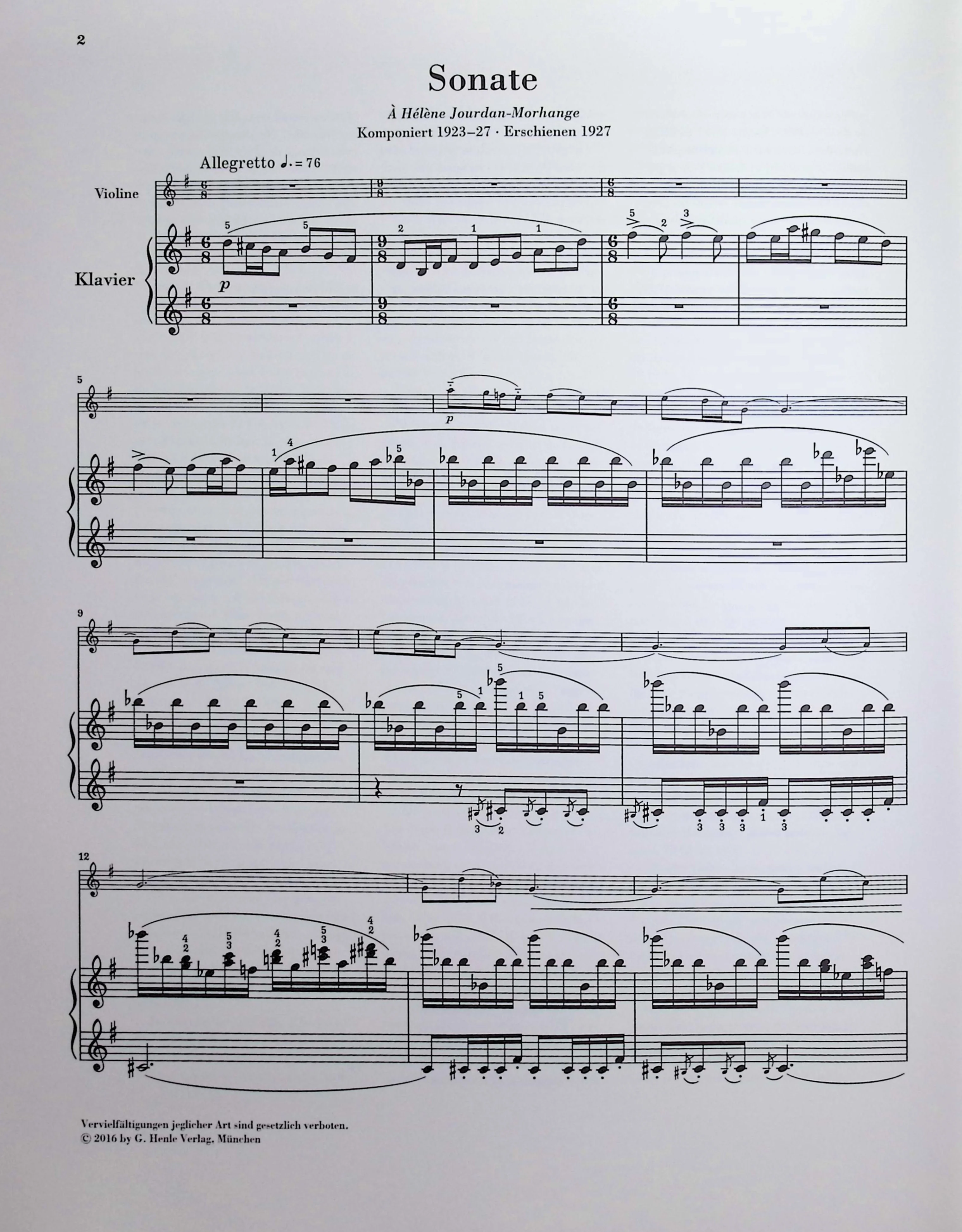 Ravel, Maurice - Sonata in G major for Violin and Piano - Edited by Kramer - G Henle Verlag URTEXT - Image 2