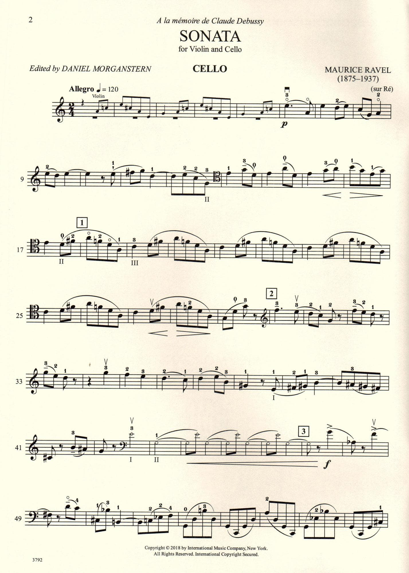 Ravel, Maurice - Sonata for Violin and Cello - edited by June DeForest - International Music Company - Image 4