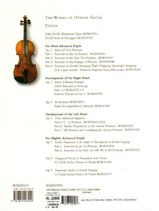 Sevcik, Otakar - School of Violin Technique, Opus 1, Part 2: Exercises in the 1st Position - Bosworth & Co - Image 3
