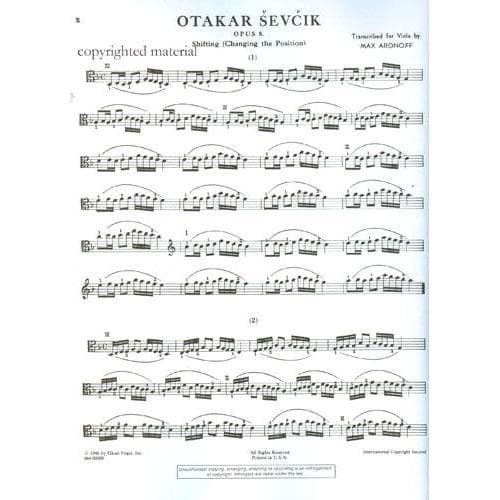 Sevcik, Otakar - Shifting The Position Op 8 For Viola Transcribed by Aronoff Published by Elkan-Vogel, Inc - Image 2