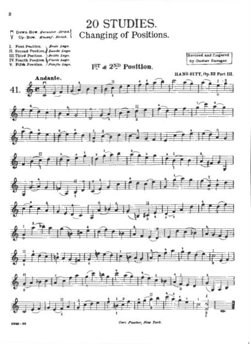 Sitt, Hans - 20 Etudes Op 32, Book 3 - Violin - published by Carl Fischer - Image 2