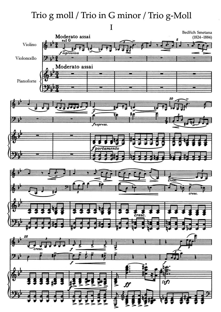 Smetana, Bed?ich - Trio in g minor - Violin, Cello, and Piano - Score and Parts - Bärenreiter Verlag URTEXT - Image 2