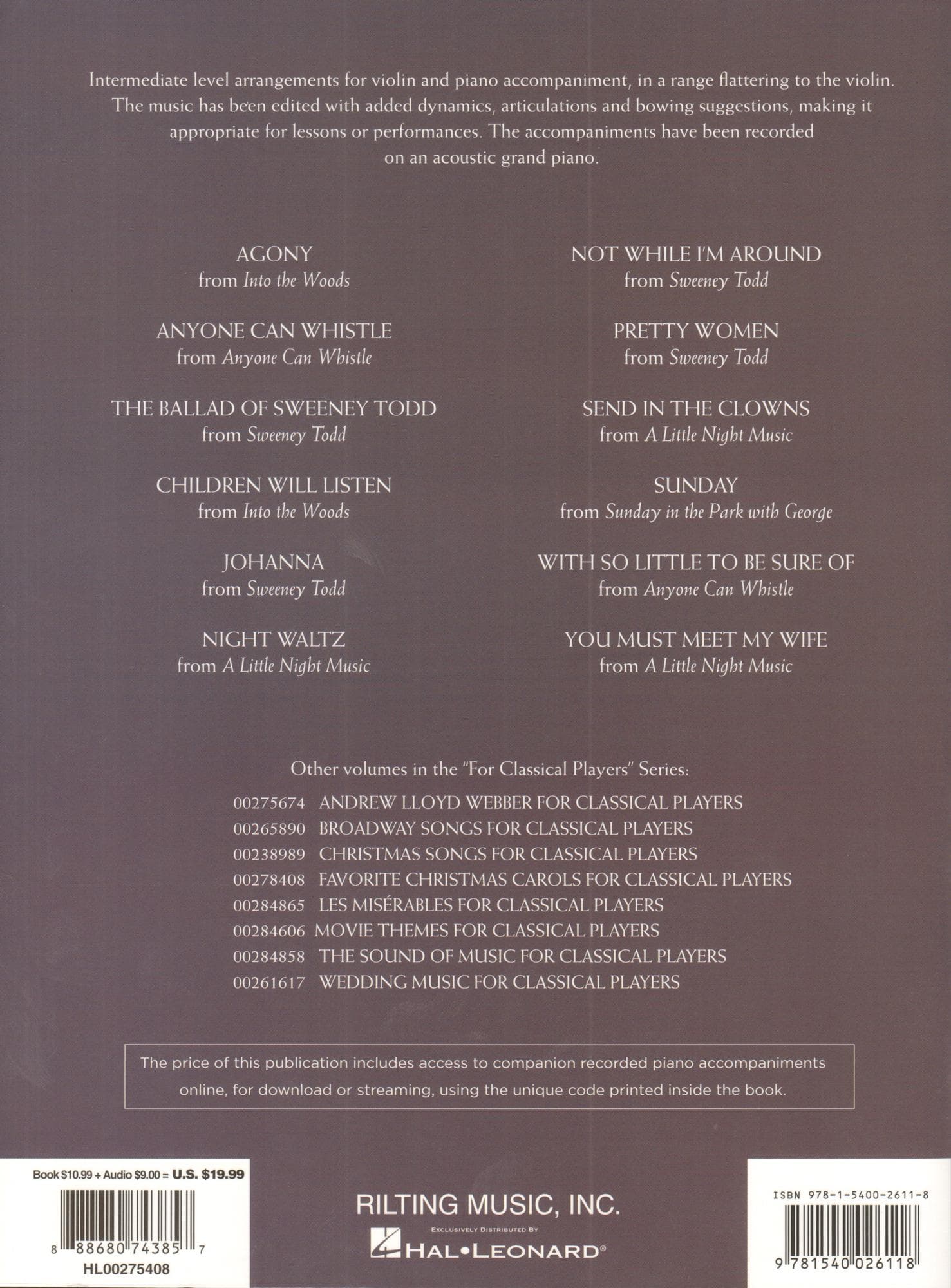 Sondheim for Classical Players - Violin and Piano - with Online Audio Accompaniment/Sheet Music - Hal Leonard - Image 4