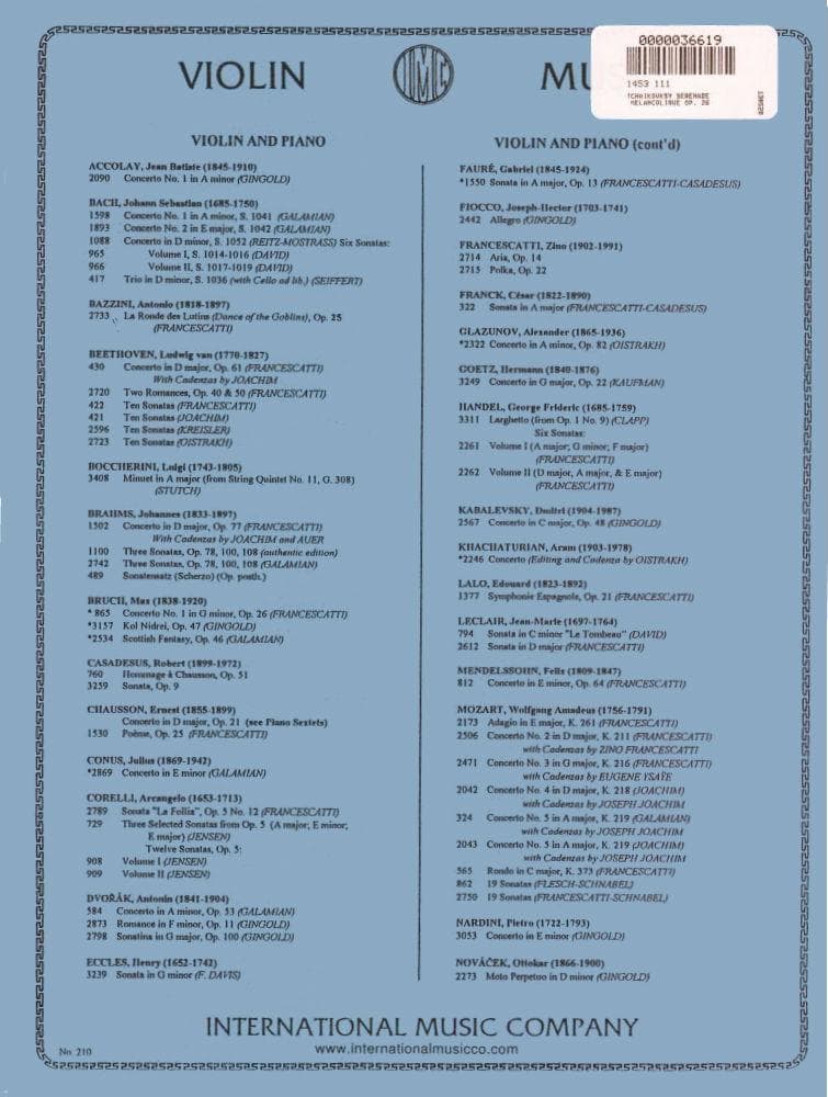 Tchaikovksy, PI - Serenade Melancolique, Op 26 - Violin and Piano - edited by Glenn Dicterow - International Music Company - Image 3