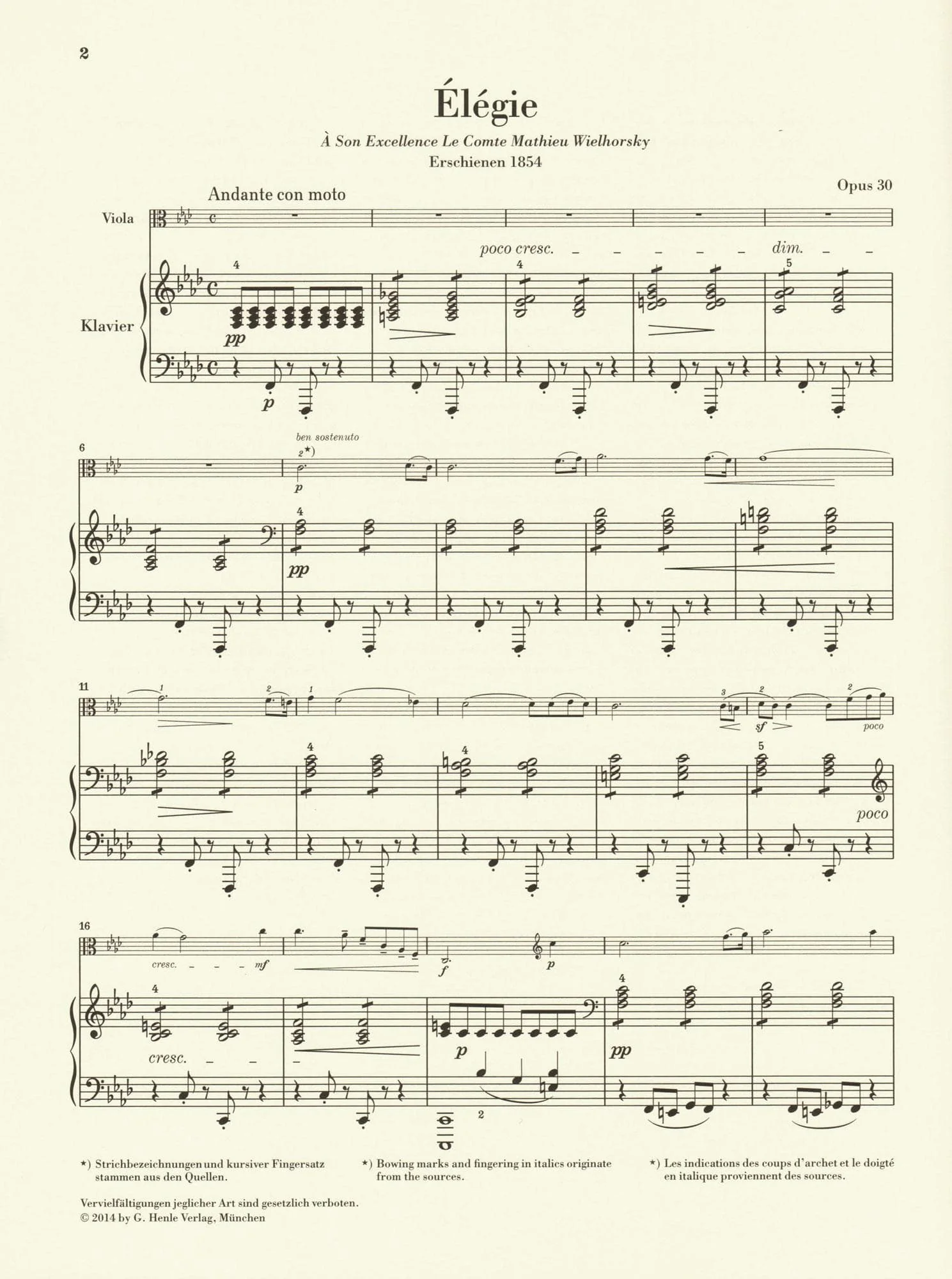 Vieuxtemps, Henri - Elegie, Opus 30 - for Viola and Piano - edited by Jost and Zimmermann - G Henle URTEXT - Image 5