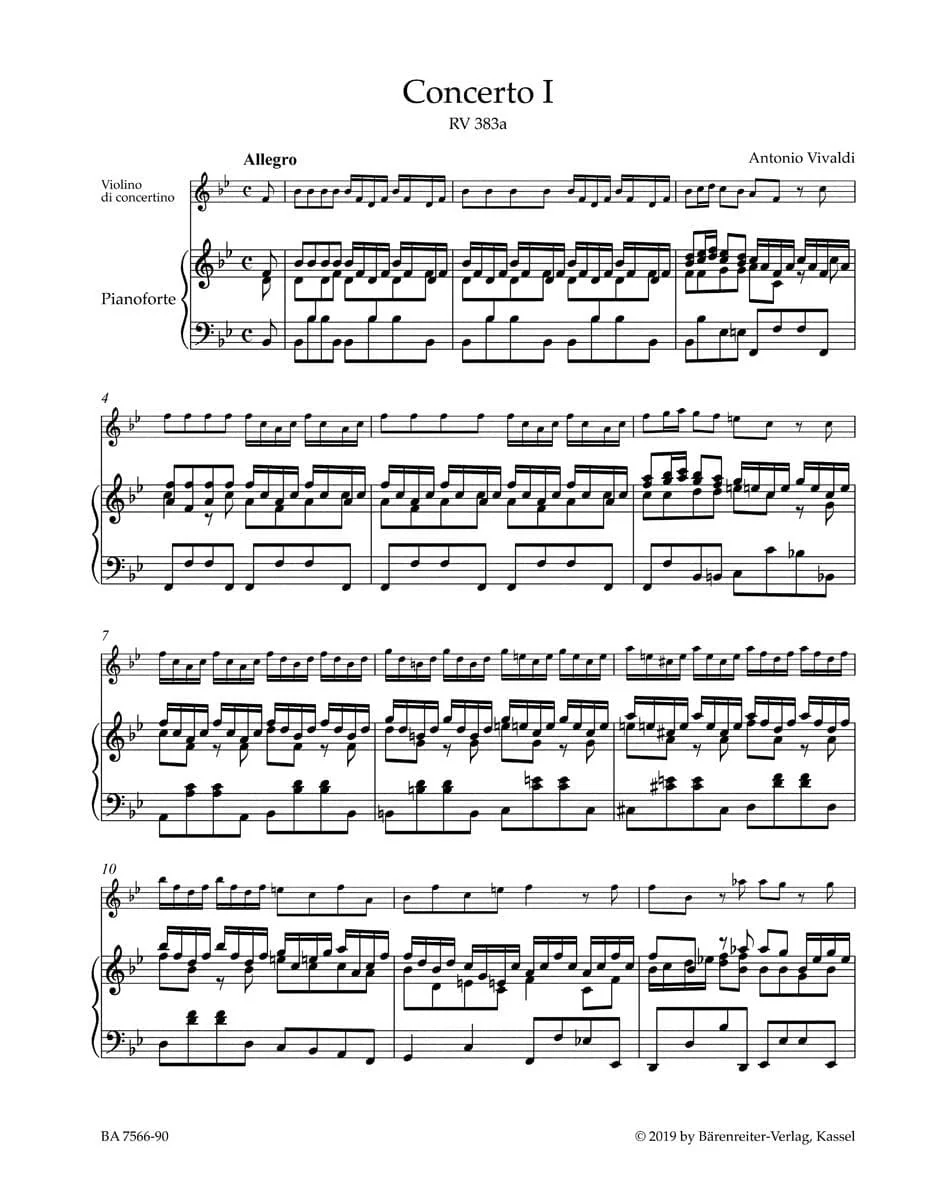 Vivaldi, Antonio - La Stravaganza Vol 1, 1-6 - Op 4 - for Violin and Piano - Barenreiter URTEXT - Image 2