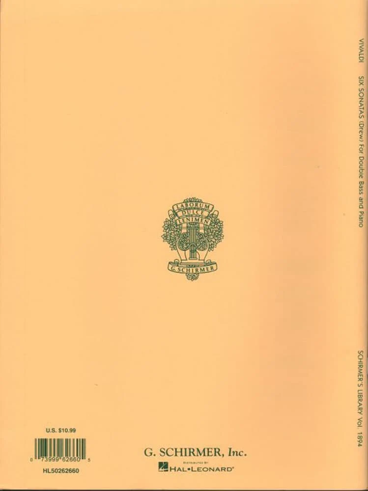 Vivaldi, Antonio - Six Sonatas, F XIV, Nos 1-6 For Double Bass and Piano Edited by Drew Published by G Schirmer - Image 4
