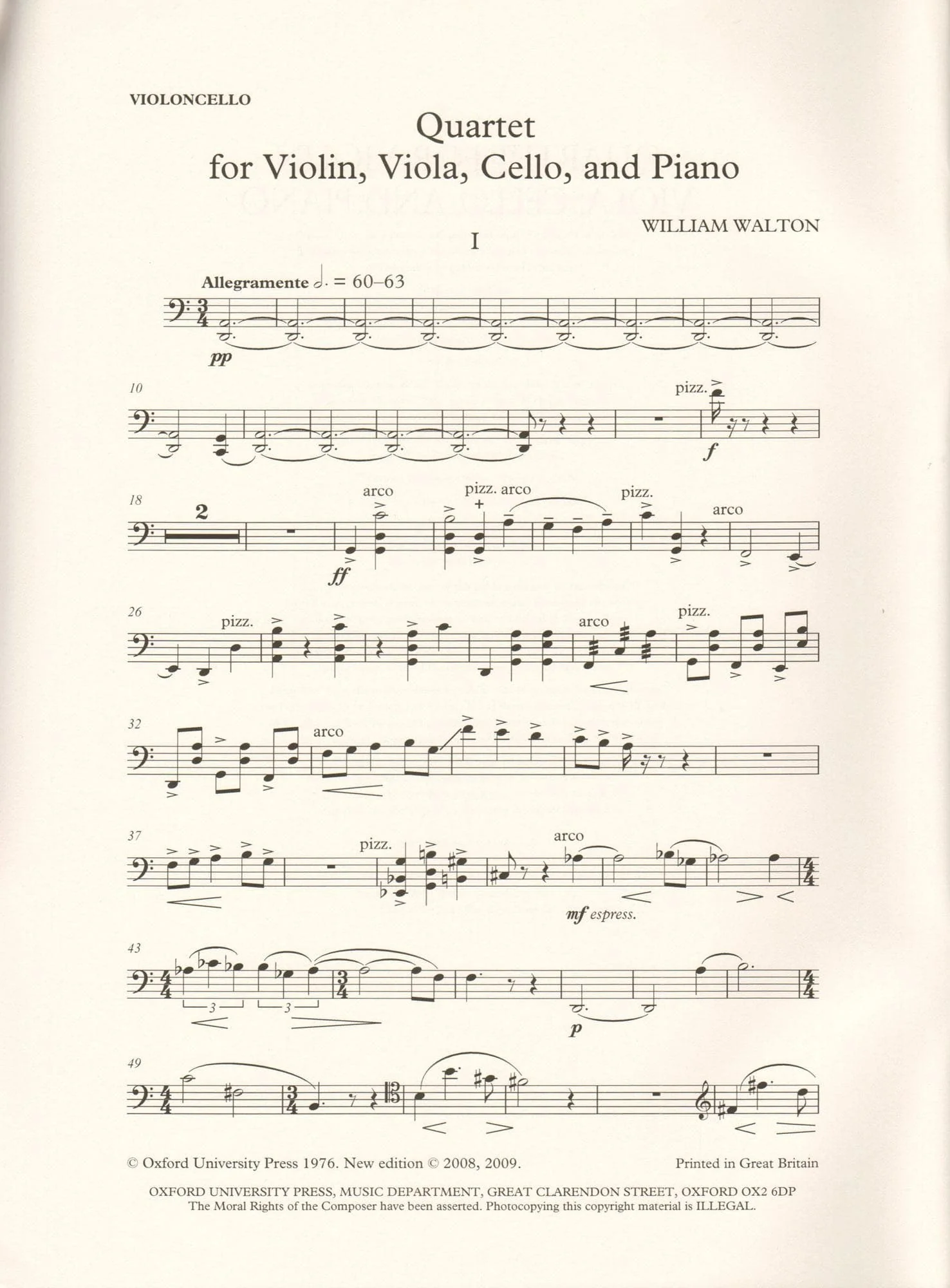 Walton, William - Quartet for Violin, Viola, Cello, and Piano - edited by Hugh MacDonald - Oxford University Press - Image 5