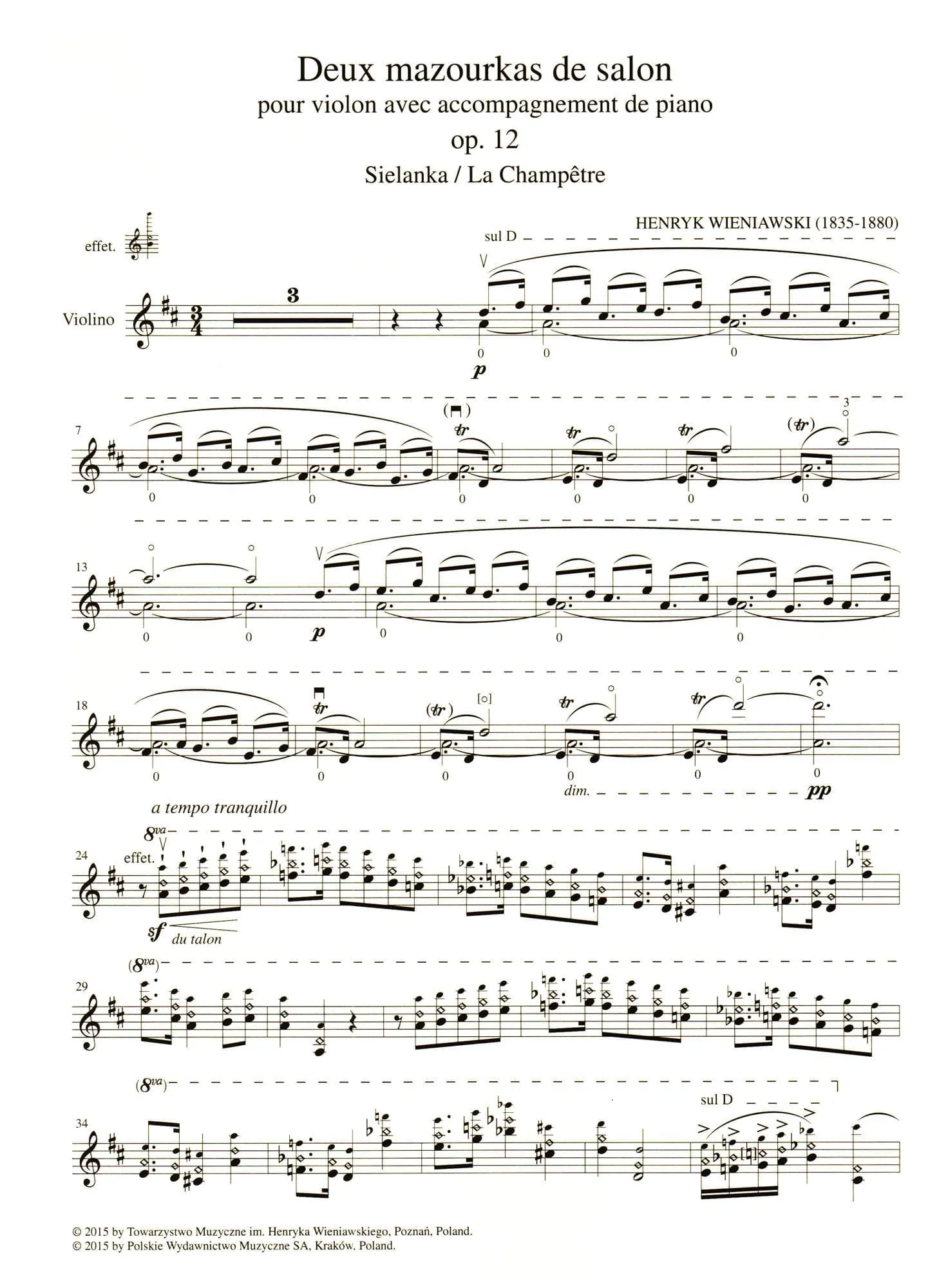 Wieniawski, Henryk - Two Mazurkas, Op. 12 - for Violin and Piano - edited by Zofia Chechlinska - PWM Edition - Image 4