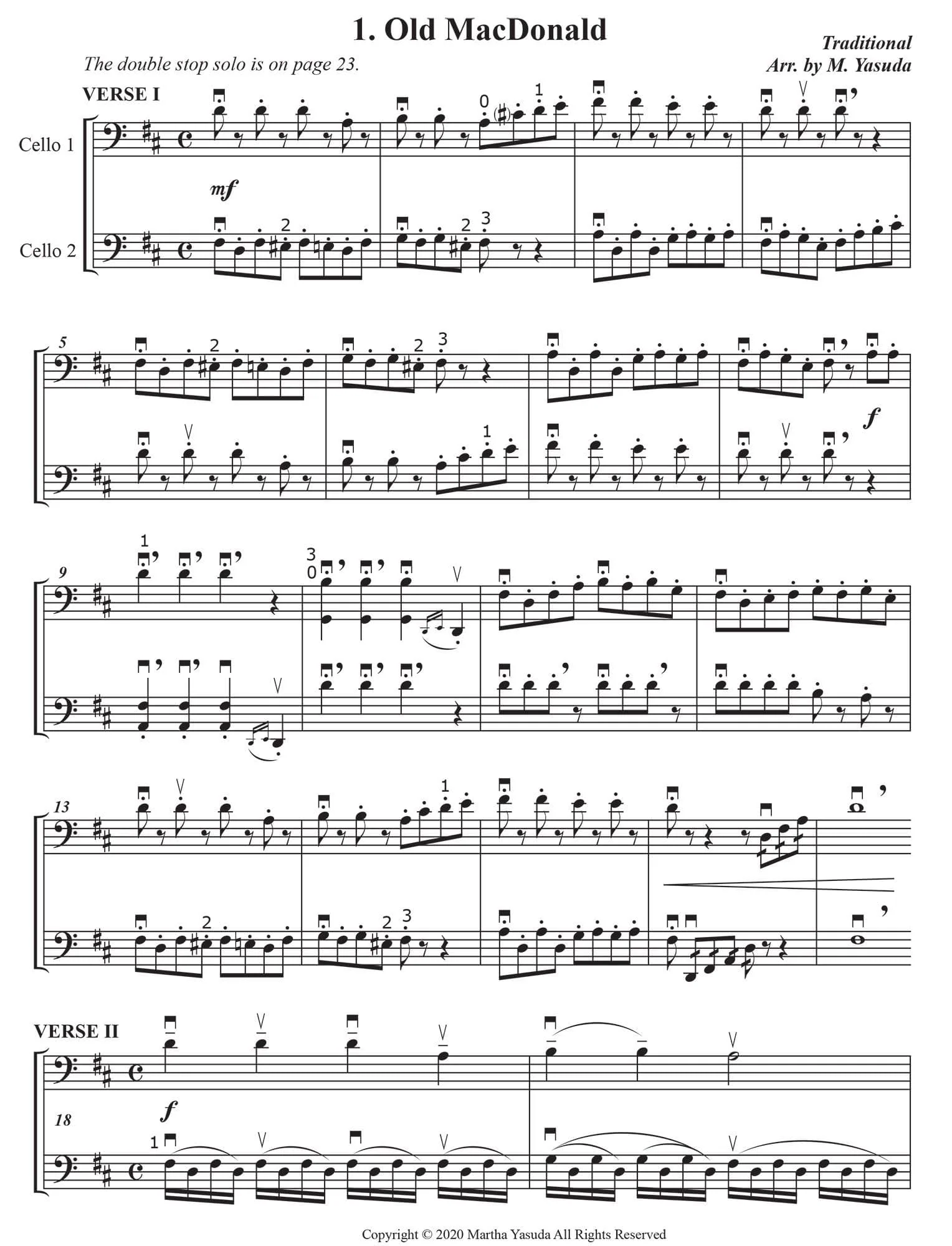 Yasuda, Martha - American Melodies: Double Stop Solos and Duets for Cello, Volume II - Digital Download - Image 4