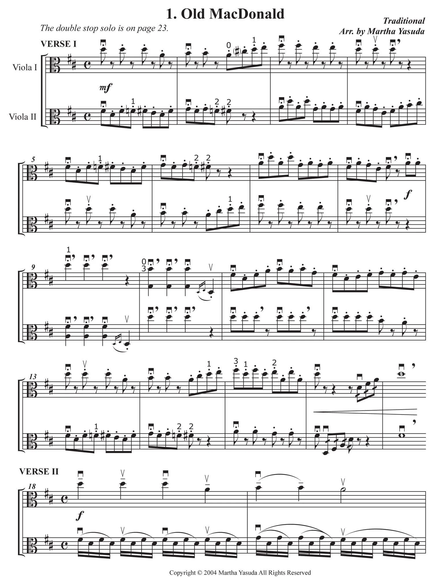 Yasuda, Martha - American Melodies: Double Stop Solos and Duets For Viola, Volume II - Digital Download - Image 3