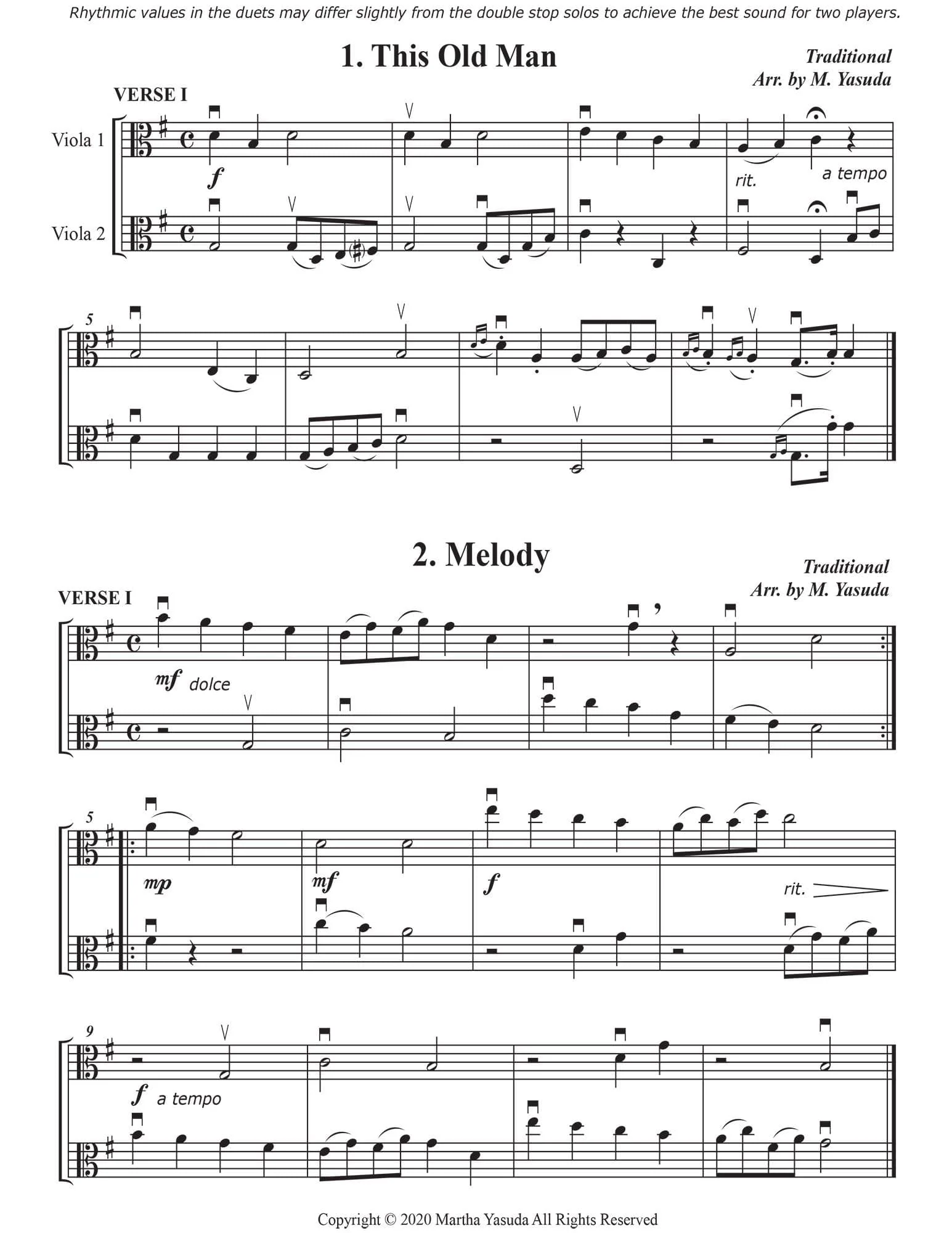 Yasuda, Martha - Favorite Melodies: Double Stop Solos and Duets for Viola, Volume I - Digital Download - Image 4