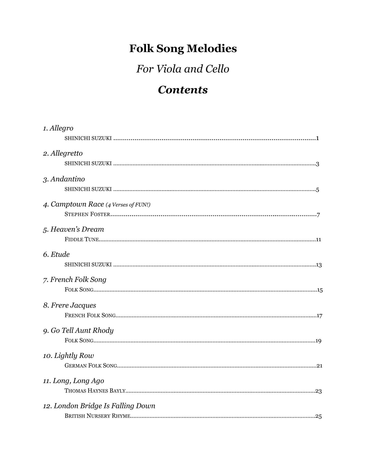 Yasuda, Martha - Folk Song Melodies For Viola (melody) And Cello (harmony) - Digital Download - Image 2