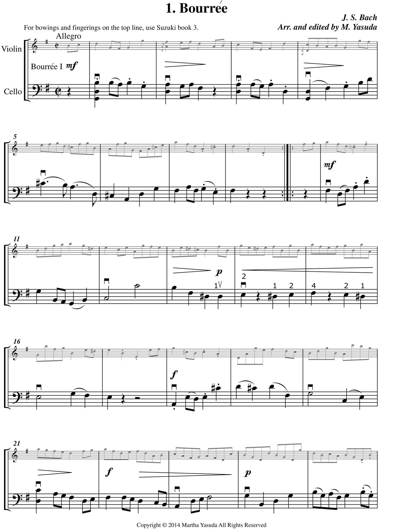 Yasuda, Martha - Harmonious Melodies For Violin and Cello, Volume I, 2nd Edition - Digital Download - Image 4