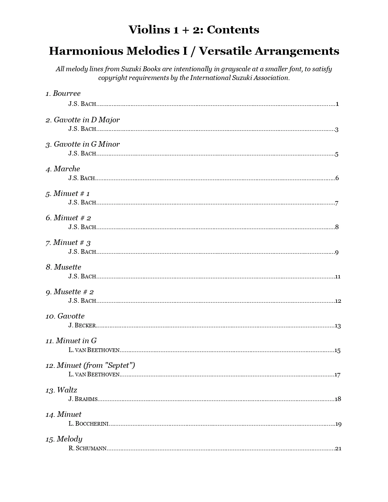 Yasuda, Martha - Harmonious Melodies, Versatile Arrangements for Two or Three Violins, Volume I - Digital Download - Image 2