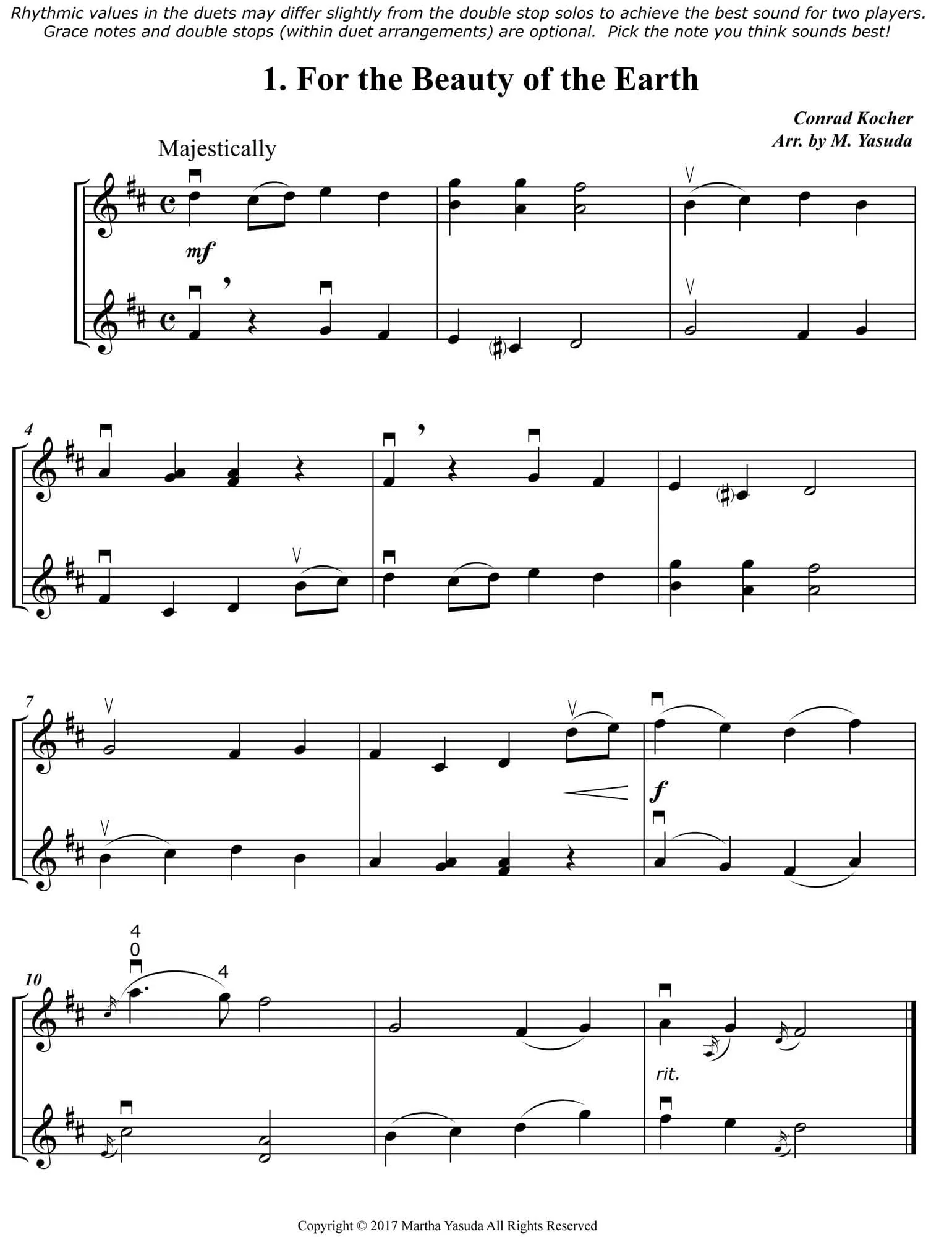 Yasuda, Martha - Hymn Melodies: Double Stop Solos and Duets For Violin, Volume II - Digital Download - Image 5