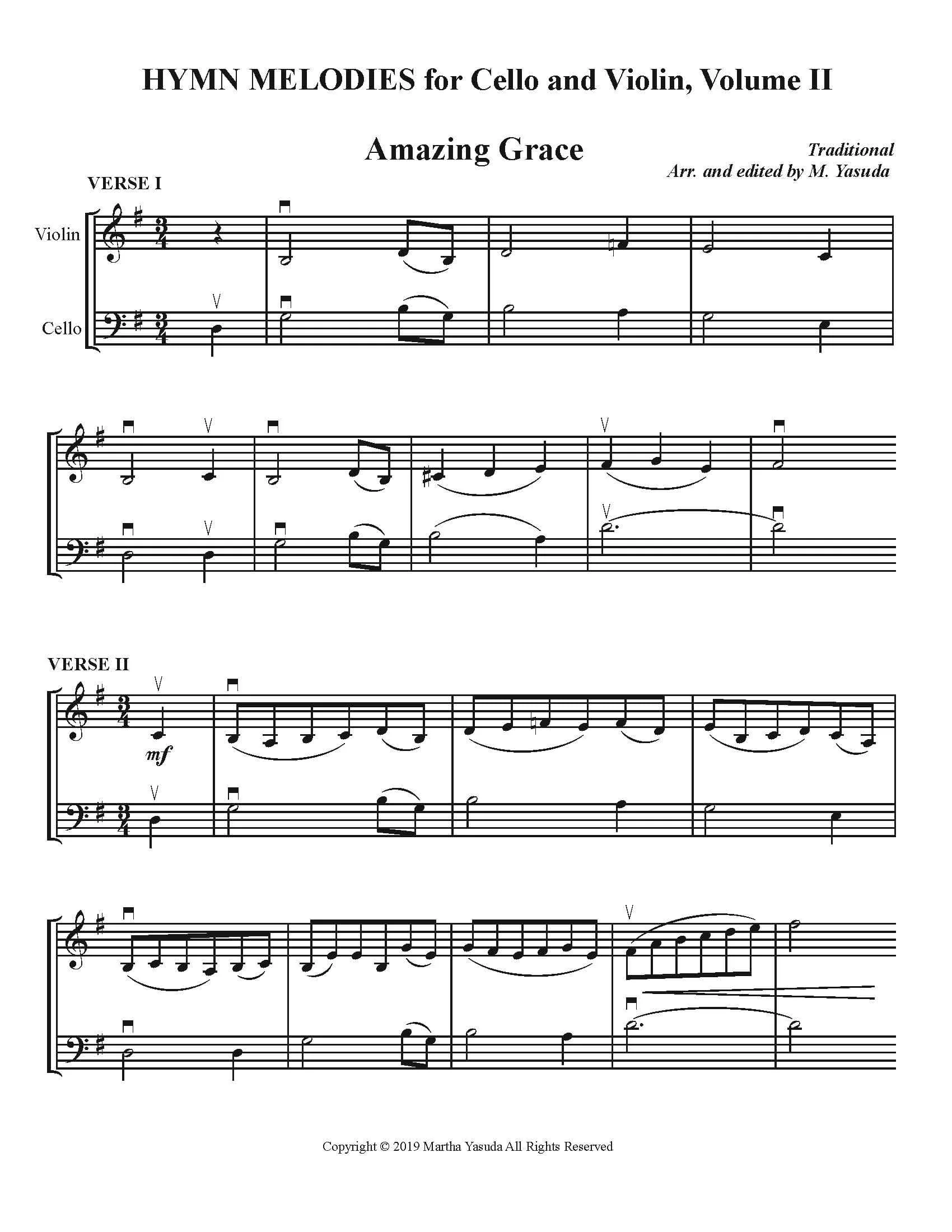 Yasuda, Martha - Hymn Melodies For Cello and Violin, Volume II - Digital Download - Image 2