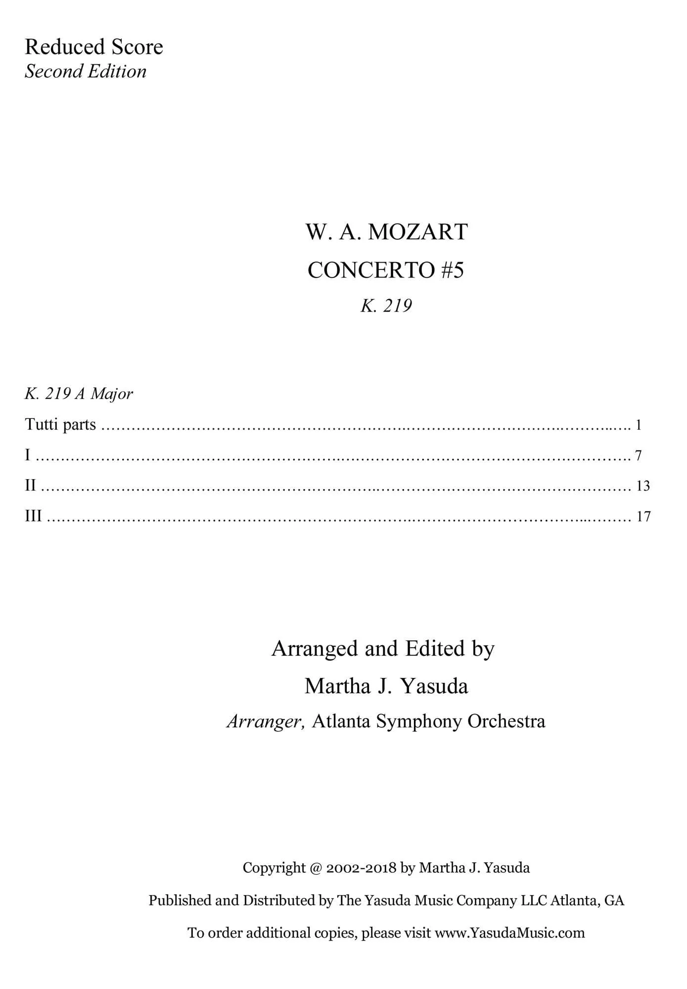 Yasuda, Martha - Mozart Concerti No. 5 for Two or Three Violins - Digital Download - Image 2