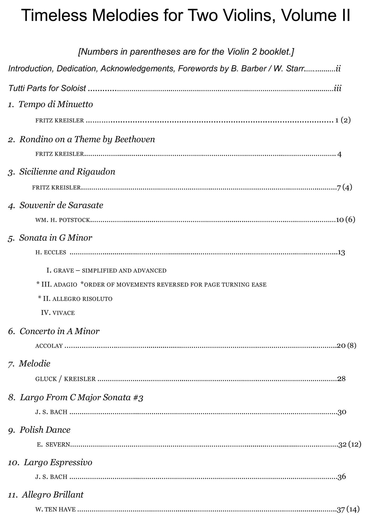 Yasuda, Martha - Timeless Melodies For Two Violins, Volume II - Digital Download - Image 2