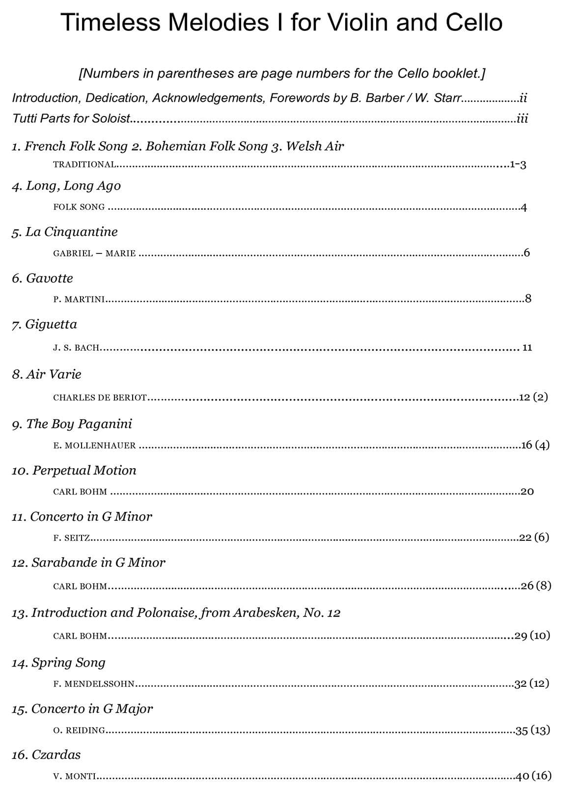 Yasuda, Martha - Timeless Melodies For Violin and Cello, Volume 1 - Digital Download - Image 3